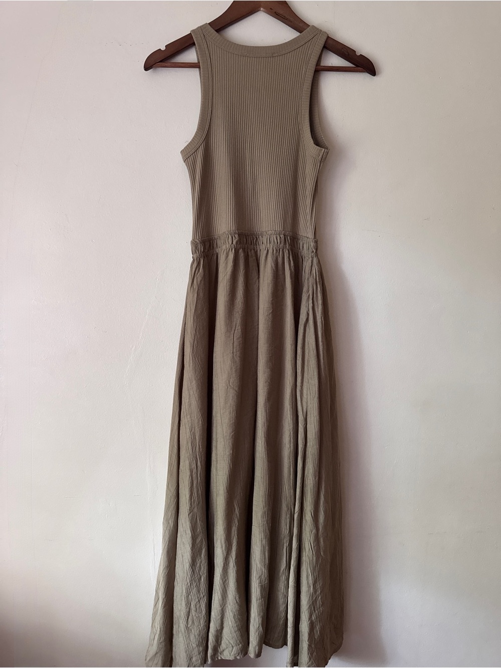 Rachel Zoe Olive Green Ribbed Tank & Flowing Midi Skirt Dress - Size S - Picture 4 of 6